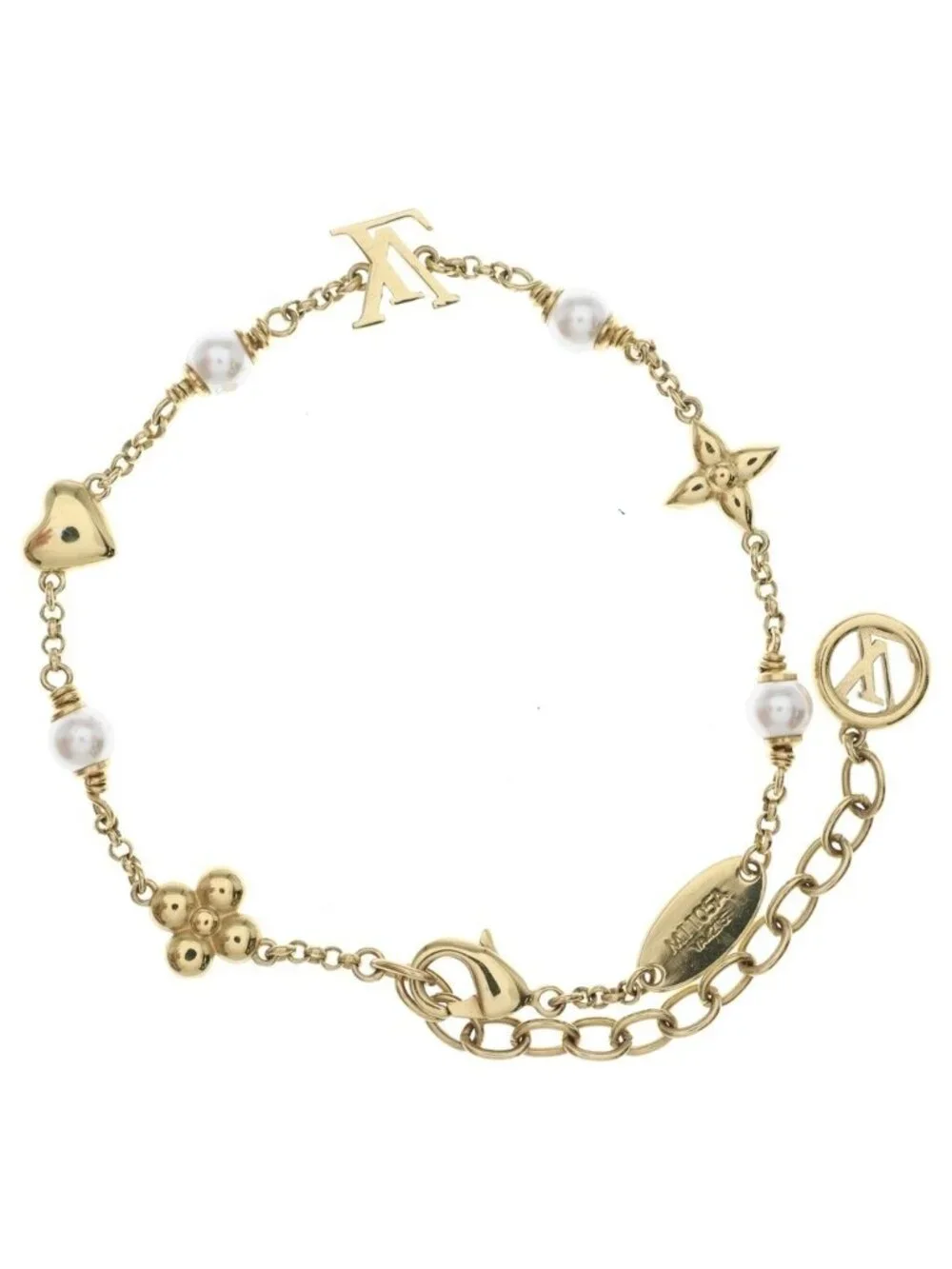 Louis Vuitton LV Heart Motif Pearl Bracelet Gold
